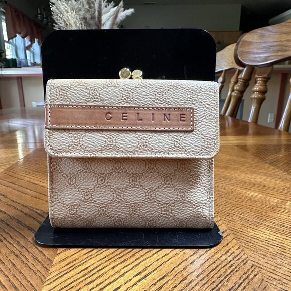 Celine Macadam Logo NeutralVintage Trifold Wallet - Picture 1 of 10